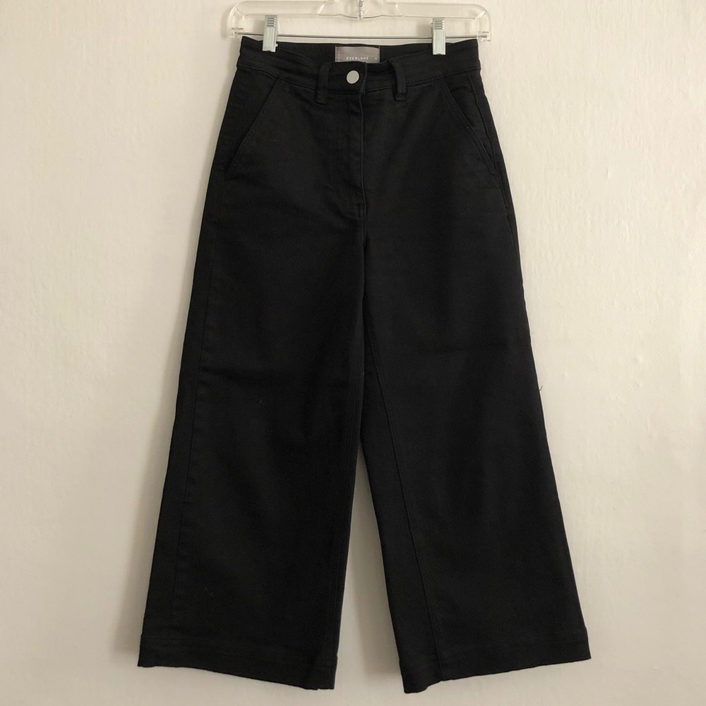 EVERLANE WIDE LEG CROPPED PANTS SZ 00 BLACK